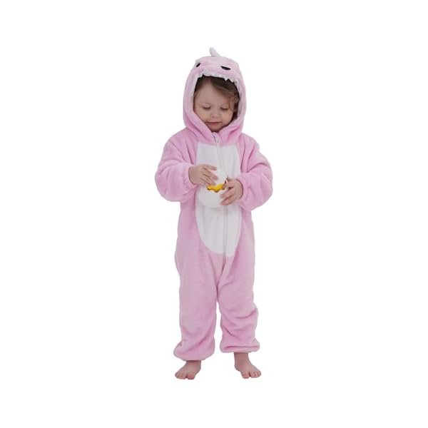 Unisex Baby Animal Costume Pajamas, Infant Flannel Hooded Halloween Romper Cosplay Costume/Homewear/Sleepwear