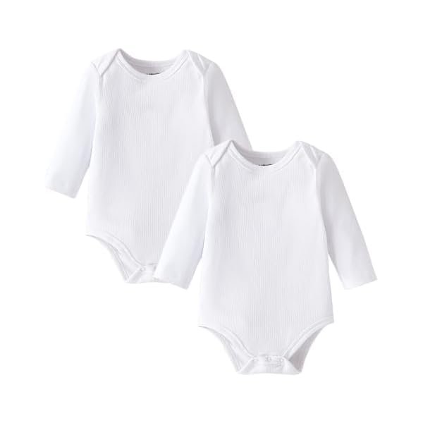 2-Pack Unisex Baby Bodysuit Super Soft Viscose from Bamboo - Solid Long Sleeve Baby Boys Girls Onsies