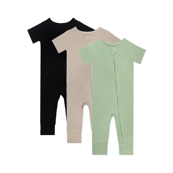 Baby Pajamas Summer Short Sleeve 2 Way Zipper Footless Rompers 0-24 Months