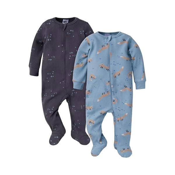 baby-girls 2-pack 2-way Zip Thermal Footed Sleep 'N Play