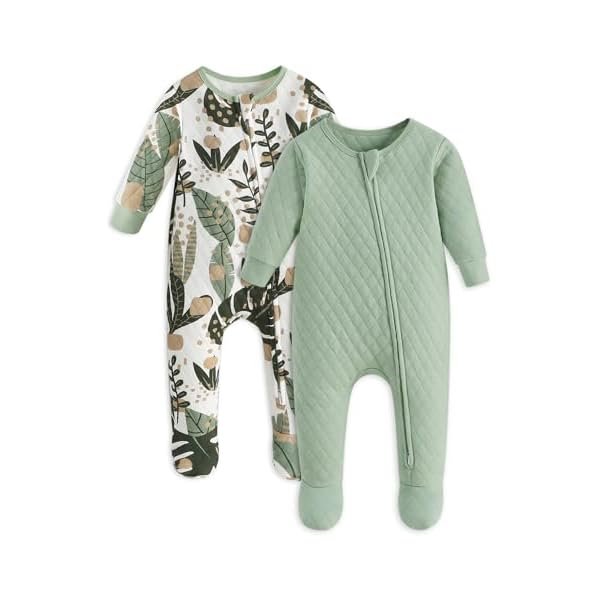 Baby Pajamas Organic Cotton Baby Winter Clothes Warm Newborn Sleepers for 0-3 3-6 6-9 Months, Quilted Footed Pjs