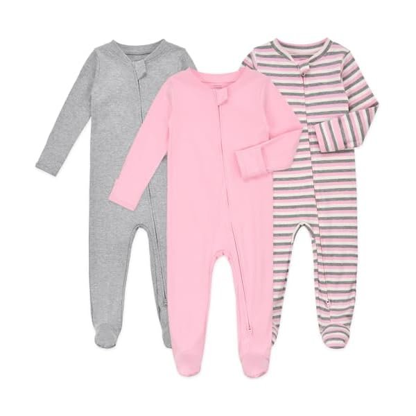 Baby Footie Pajamas with Mittens - 3Pcs Infant Cotton Footed One Piece Sleepwear Outfits