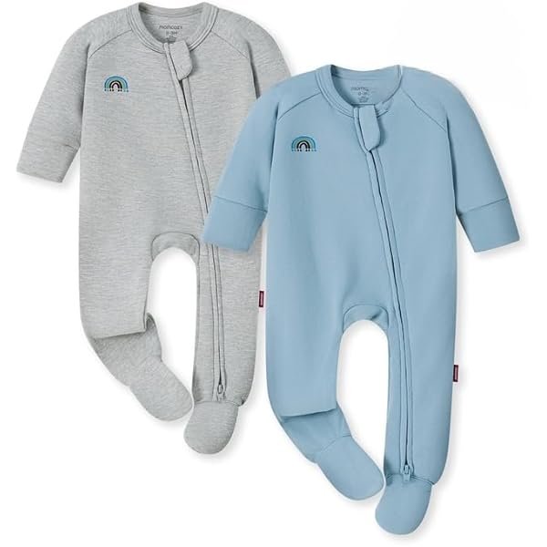 Baby Pajamas with Temp-Sensing Label, 0-24M Footed Onesie Sleepers, Soft Romper for Newborns & Toddlers