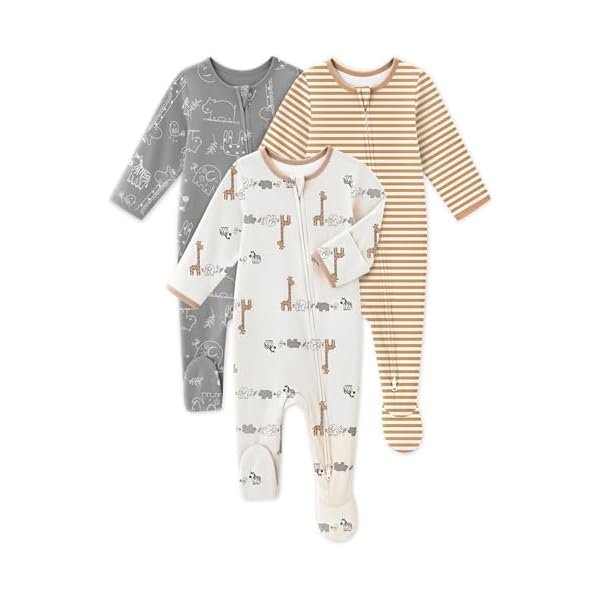 Baby Sleepers 3 Pack Cotton Pajamas for Newborn 0-3 3-6 6-9 Months Boys Girls Clothes Sleep 'N Play Footie PJs