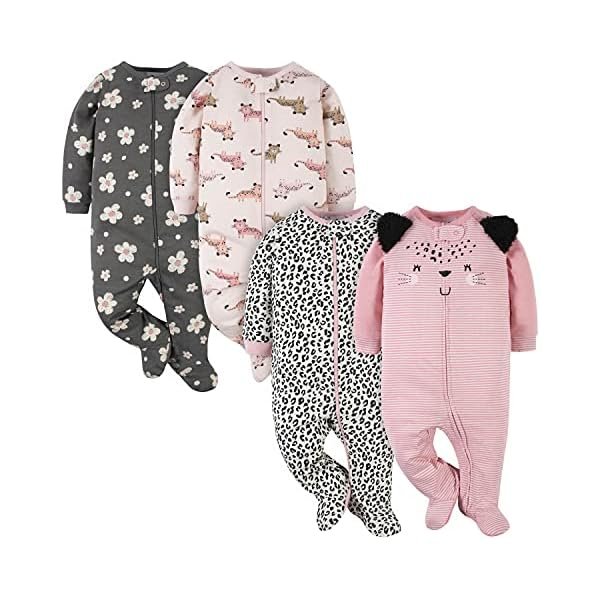 baby-girls 4 Pack Sleep 'N Play Footie