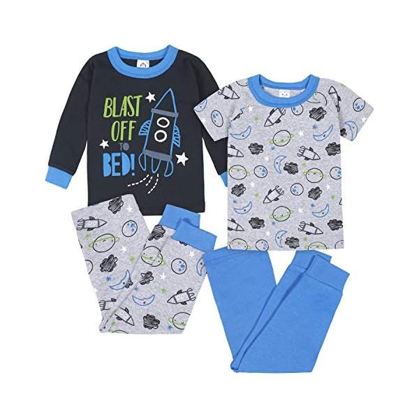 Baby Boys' Toddler Snug Fit 4-Piece Pajama Set