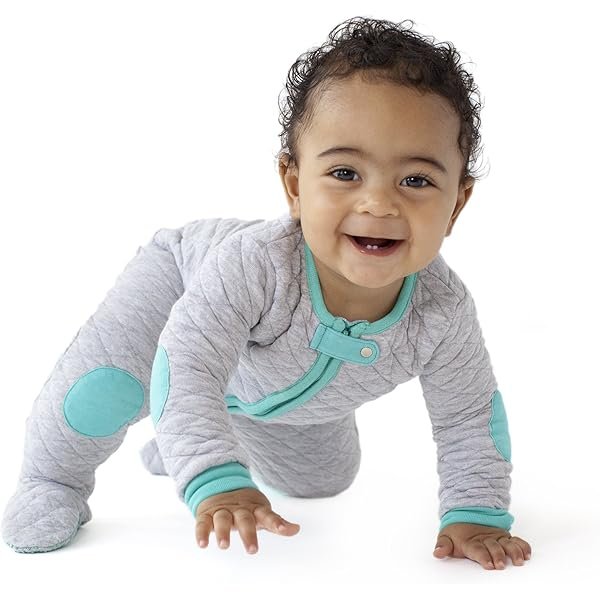 Sleepsie Cotton Quilted Footie Pajama, Heather Gray/Teal, 2T, (548)