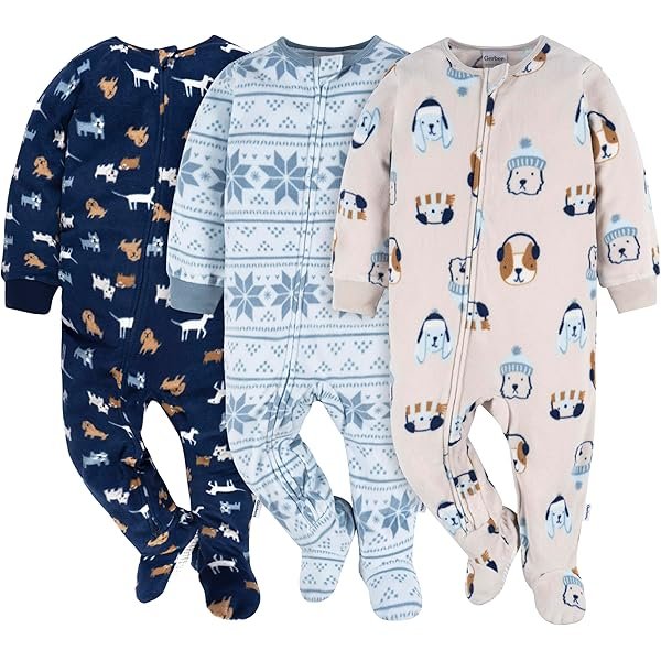 baby-boys Fleece Footed Pajamas 3-pack