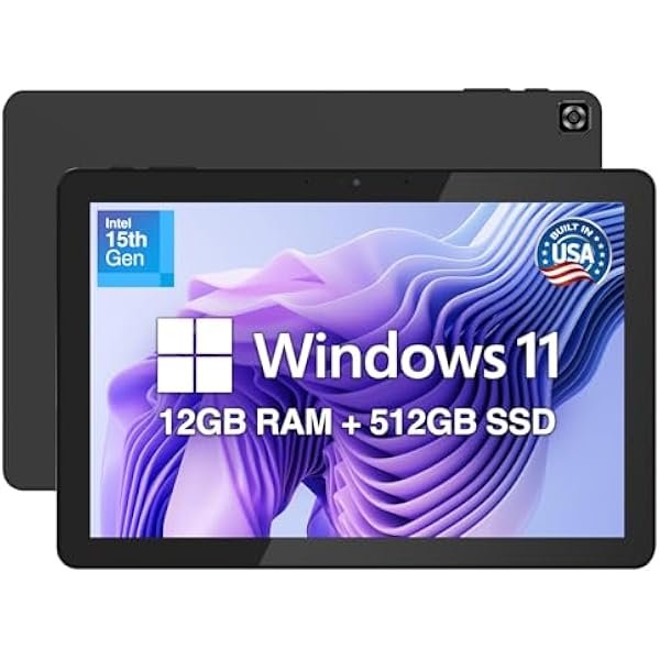 2026 New Version 10.1" Windows 11 Tablet PC - Built in USA - 15th Gen CPU, 12GB DDR5 RAM, 512GB SSD, 10 inch FHD+, Metallic, 158% Faster Than the Old Version of Our Windows Tablet Computer