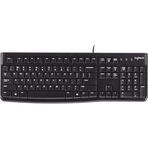 K120 Wired Keyboard for Windows, USB Plug-and-Play, Full-Size, Spill-Resistant, Curved Space Bar, Compatible with PC, Laptop - Black