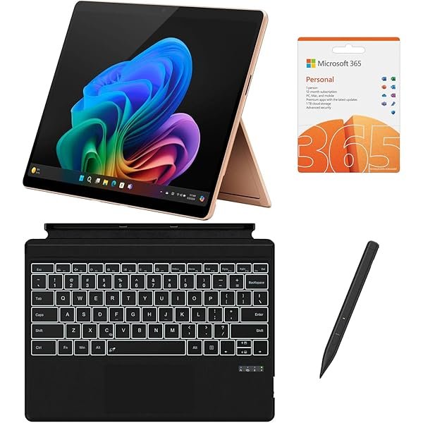 Surface Pro 13" 3K 120Hz Touchscreen 2-in-1 Tablet Laptop, 10-Core Snapdragon 45 Tops NPU, 16GB RAM 512GB SSD, Backlit Keyboard, Stylus, MS 365, 14-hr Battery, Copilot+, Win 11 Pro