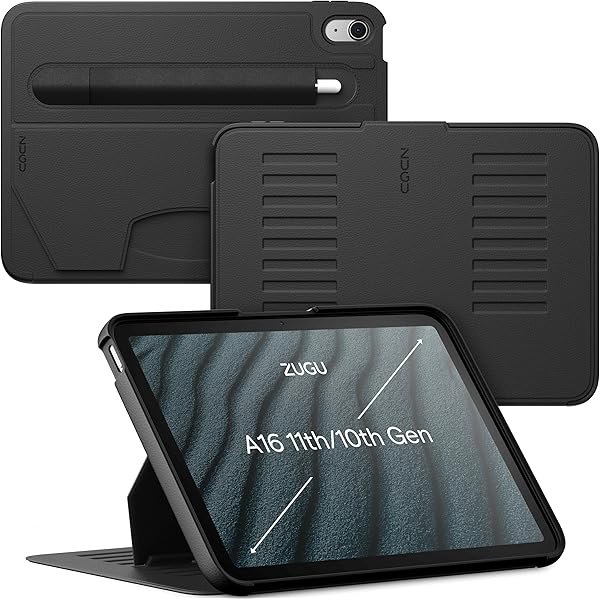 for iPad A16 11th Generation 11 Inch (2025), 10th Gen 10.9 Inch (2022) Magnetic Stand & Sleep/Wake Cover, Model #s A3354, A3355, A3356, A2696, A2757, A2777, Stealth Black